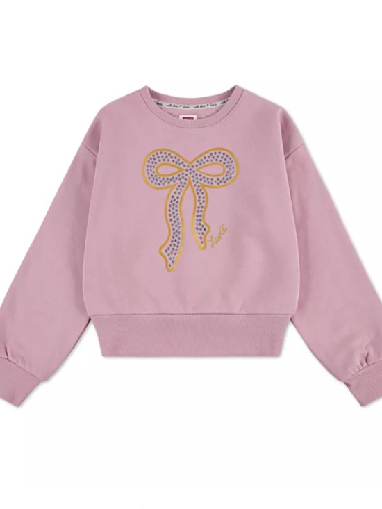 Levi's Other - Levi's Pink Gold Rhinestone Bow Crewneck Cozy Fleece Pullover Coquette Size M